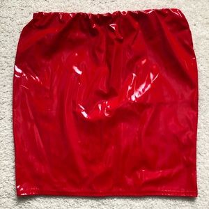 Red body-con mini skirt